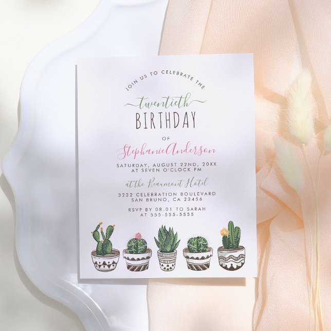 Postal De Invitación Cactus & Suculentas | Fiesta de Cumpleaños Botánic (Subido por el creador)
