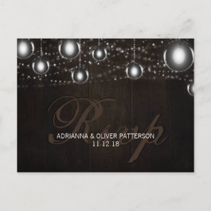 Postal De Invitación Cadena De Madera Rústica De Luces Boda RSVP