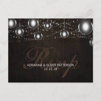 Postal De Invitación Cadena De Madera Rústica De Luces Boda RSVP