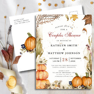 Postal De Invitación Caer Enamorada Caída Botánica Rústica Ducha Pareja
