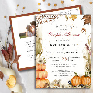 Postal De Invitación Caer Enamorada Caída Botánica Rústica Ducha Pareja