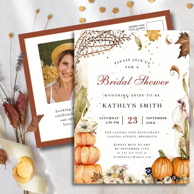 Postal De Invitación Caer Enamorada Ducha De Novias De Calabaza Botánic (Subido por el creador)