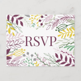 Postal De Invitación Caída Boho jardín morado amarillo floral