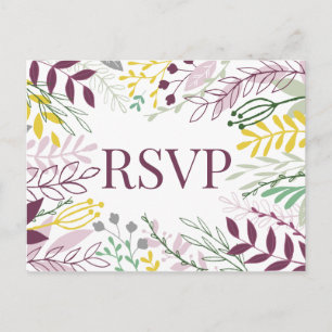 Postal De Invitación Caída Boho jardín morado amarillo floral