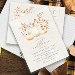 Postal De Invitación Caída de calabaza blanca deja Fiesta de cumpleaños<br><div class="desc">Las elegantes calabazas blancas están enclavadas en hojas rojas,  verdes naranjas y saladas y flores silvestres.</div>