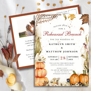 Postal De Invitación Caída En El Amor Calabaza Ensayo Botánico Brunch