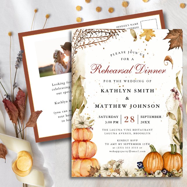 Postal De Invitación Caída En El Amor Calabaza Ensayo Botánico Cena (Subido por el creador)