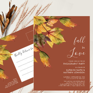 Postal De Invitación Caída en el amor Compromiso Elegante del Foliage d