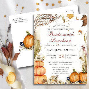 Postal De Invitación Caída Enamorada Rústica Calabaza Bridesmaids Lunch