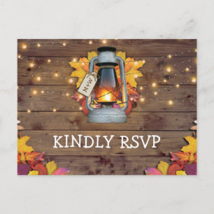 Postal De Invitación Caída Rústica Luces Otoño Sale Boda RSVP