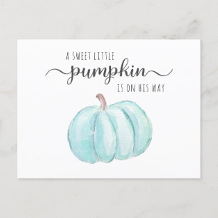 Postal De Invitación Calabaza azul acuarela niño bebé ducha virtual