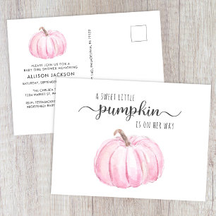 Postal De Invitación Calabaza Cuidada Acuarela Niña Ducha