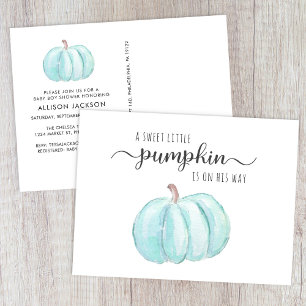 Postal De Invitación Calabaza Cuidada Acuarela Niño Bebé Ducha