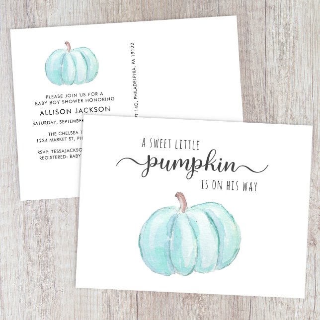 Postal De Invitación Calabaza Cuidada Acuarela Niño Bebé Ducha (Subido por el creador)