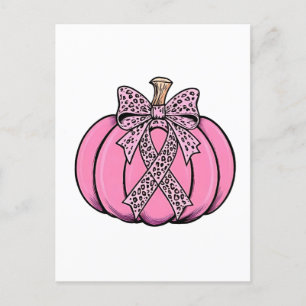 Postal De Invitación Calabaza de cara de cinta rosa Halloween cáncer de