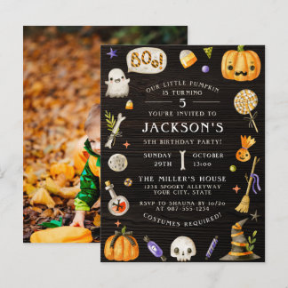 Postal De Invitación Calabaza pequeña | Foto de cumpleaños de Cute Hall