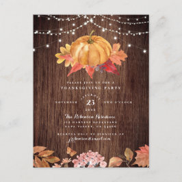 Postal De Invitación Calabaza pintada y Fiesta de Acción de Gracias por