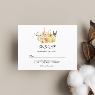 Postal De Invitación Calabaza y Flores Acuarela de Otoño de Moda