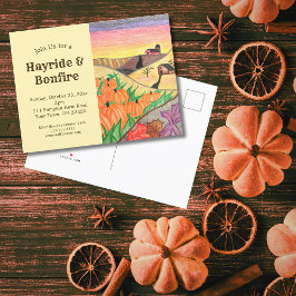 Postal De Invitación Calabazas de Halloween Hayride otoño ruso