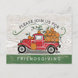 Postal De Invitación Calabazas rusticas de transporte de vintage amigab