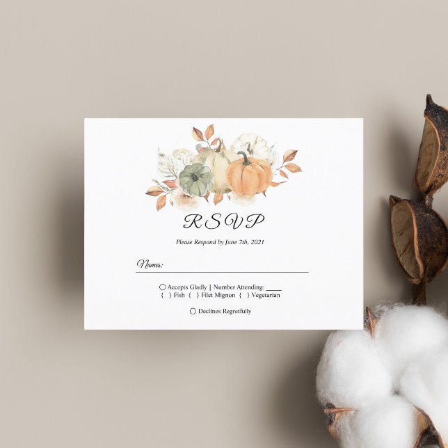 Postal De Invitación Calabazas y flores acuáticas de otoño (Subido por el creador)