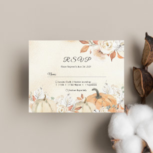 Postal De Invitación Calabazas y Flores de Otoño Rústicas 