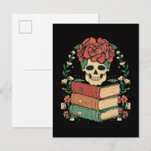 Postal De Invitación Calavera Floral en tus Libros
