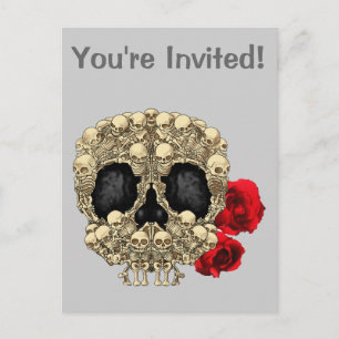 Postal De Invitación Calaveras Miniatura Cráneo de Azúcar
