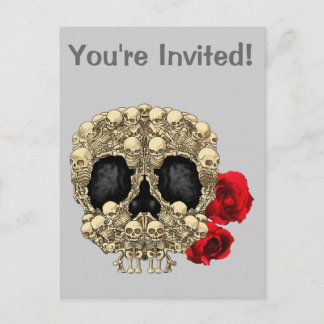 Postal De Invitación Calaveras Miniatura Cráneo de Azúcar