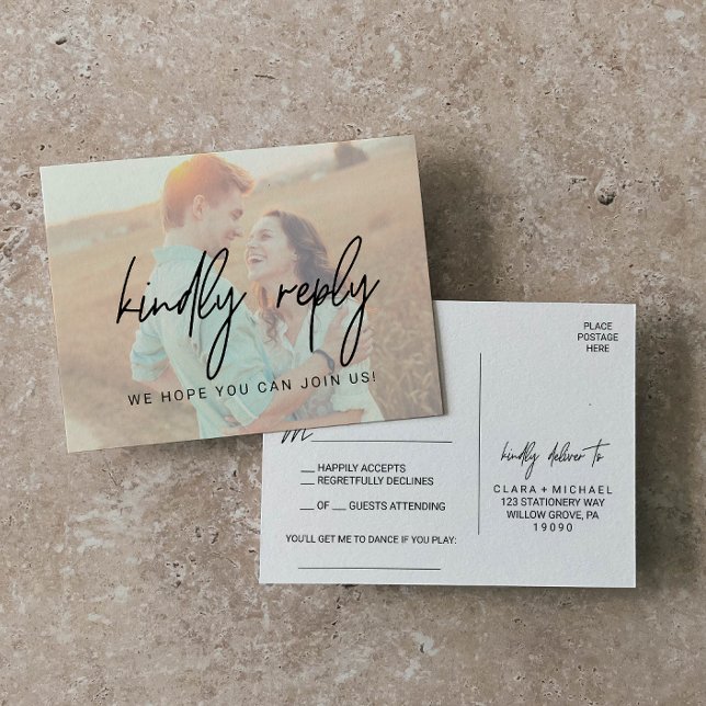 Postal De Invitación Caligrafía caprichosa | Canción de fotos difusa RS (Subido por el creador)