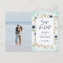 Postal De Invitación Caligrafía moderna Flor anémona Salva la fecha