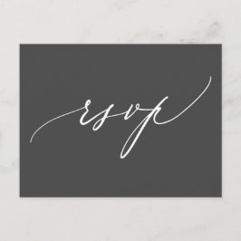Postal De Invitación Caligrafía moderna simple Boda blanca negra RSVP