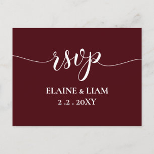 Postal De Invitación Caligrafía simple de Borgoña Moderno RSVP