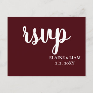 Postal De Invitación Caligrafía simple de Borgoña Moderno RSVP