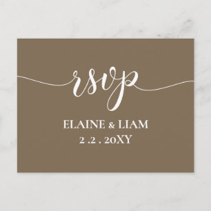 Postal De Invitación Caligrafía simple ruciana marrón moderna RSVP