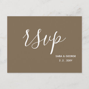 Postal De Invitación Caligrafía simple ruciana marrón moderna RSVP