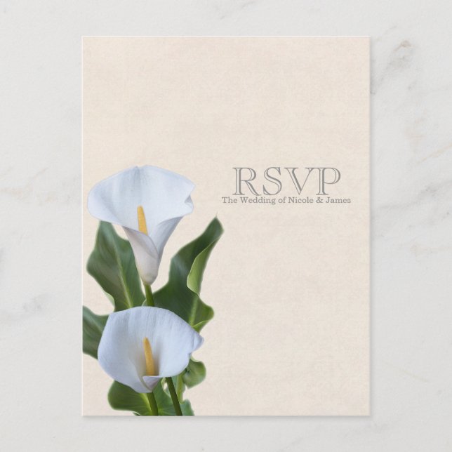 Postal De Invitación Calla Lily Flores Floral Elegante Boda RSVP (Anverso)