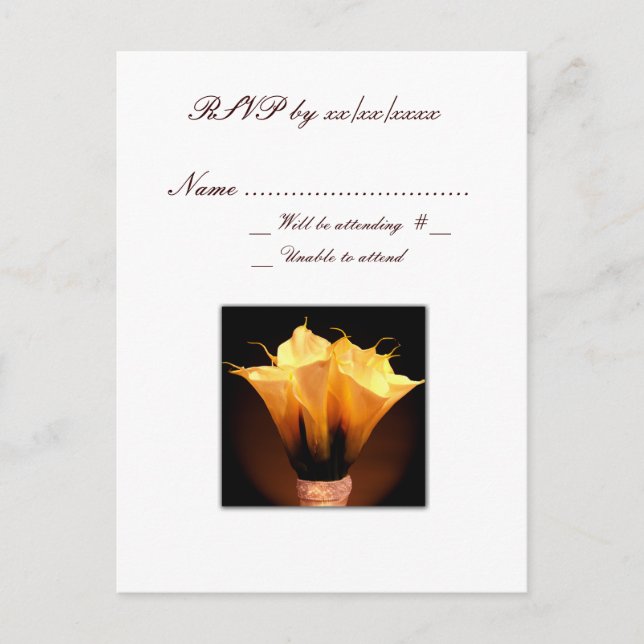 Postal De Invitación Calla lily RSVP Response Card (Anverso)