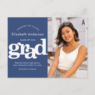 Postal De Invitación Cambiar planes de graduación foto marina tipografí