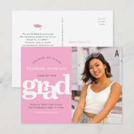Postal De Invitación Cambio de planes graduación foto tipografía en neg
