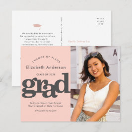 Postal De Invitación Cambio de planes graduación tipografía en negrita