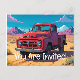Postal De Invitación Camión clásico americano de recogida