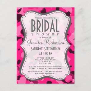 Postal De Invitación Camo rosa profundo; camuflaje