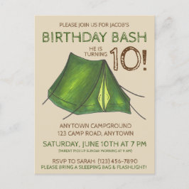 Postal De Invitación Campamento de Bash del Partido del Cumpleaños Camp
