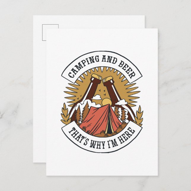 Postal De Invitación Camping and Beer (Anverso / Reverso)