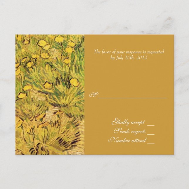 Postal De Invitación Campo de flores amarillas, Vincent Van Gogh (Anverso)