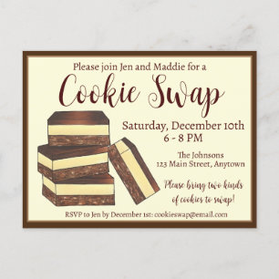 Postal De Invitación Canadiense Nanaimo Bars Navidades Cookie Swap