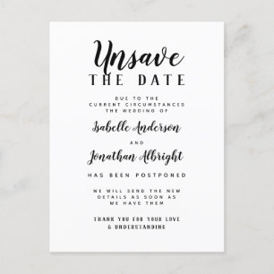 Postal De Invitación Cancelar la fecha Elegante aplazamiento de boda
