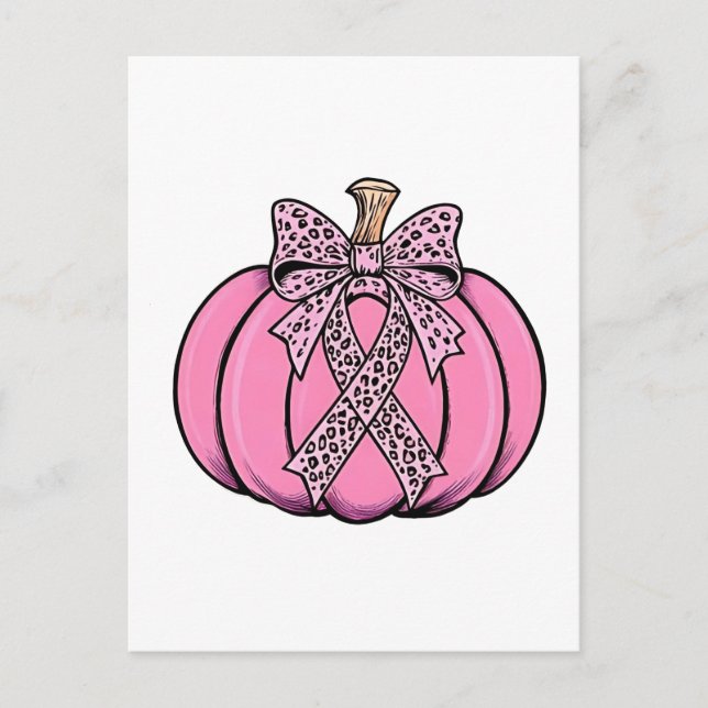 Postal De Invitación Cáncer de mama de Halloween con calabaza de cinta  (Anverso)