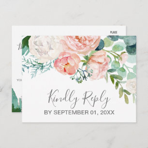 Postal De Invitación Canción Romántica Peony Flowers Solicitud de posta